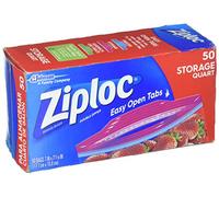 Double Zipper Storage Bags, Plastic, 1qt, Clear, 50/Box, Sold as 1 Box