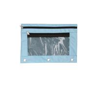 Double Zippers Pen Bag School Pencil Pouches File Bag 3 Rings Binders Pencil Case for Erasers Markers Scissors Storage, Sky Blue