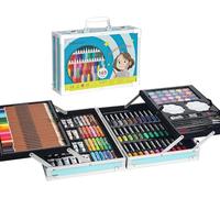 DoubleCare 145 Piece Art Set, Deluxe Portable Aluminum Box & Drawing Kit, Kids Art Set for Kids Adults,Suitable for Daily Drawing Equipment, Birthday Gifts, Christmas Gifts，Bule