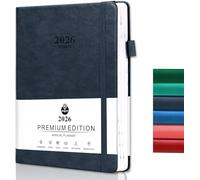 DoubleCare 2026 Diary, Diary 2026 A5 Page A Day Planner,Weekly, Monthly, A5 Notebooks, with Elastic Closure, Thick Cover, Office, School, Home, 388 Pages (Blue)