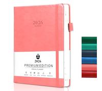 DoubleCare 2026 Diary, Diary 2026 A5 Page A Day Planner,Weekly, Monthly, A5 Notebooks, with Elastic Closure, Thick Cover, Office, School, Home, 388 Page (Pink)