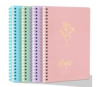 DoubleCare 4 PCS Women's Aesthetic Spiral Notebook, 640 Pages Hardcover College Straight Line Horizontal Line Journal, Cute Journaling Notebook, Men's and Women's Note Books, 4 Colors