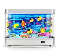 DoubleCare Fake Fish Tank,Virtual Ocean Moving Fish lamp,Fake Aquarium Decor,Realistic Artificial Aquarium Decorations for Bedroom & Office - Silver