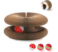 DoubleCare Magic Organ Foldable Recyclable Accordion Cats Toy with 3 Ball and Track Adventure，Cat Scratching Pad
