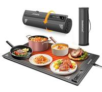 DoubleCare Silicone Heating Mat for Food, Electric Heating Tray Roll up with 5 Temperature Settings and 4-Hour Timer, Portable Fast Heating Mat for Parties, Buffets, Restaurants, Home Everyday Use