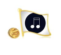 Doubled-dequaver Music Notes Golden Metal Flag Lapel Pin Badge