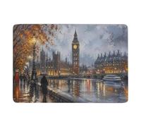 DoubleDecker Dawn Patrol Area Rug 150 x 100 cm, Soft Non Slip Short Pile | Printed area rug for autumn interiors, soft underfoot feel; for bedside and sofa areas