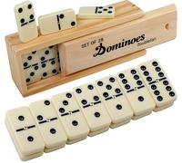 Doublefan Classical Double Six Dominos Game Set with Spinner, Double 6 Dominoes ,Table Games Family Combo for Adults and Children,Travel Size, Gift for Parent include 28pcs (2-4 Players)