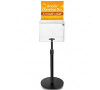 DoubleFill 1 Pack Acrylic Suggestion Donation Box with Lock and Key 11x 8.25x 8.25 Inches Offering Raffle Box with Stand Slot for Office Charity Church Collection (Clear)