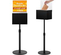 DoubleFill 1 Pack Suggestion Donation Box with Lock and Key, 11"x8.25"x8.25", Acrylic Offering Raffle Box with Stand Slot for Office, Charity, Church Collection