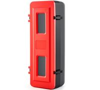 DoubleFill 1 Pcs 10 lb Fire Extinguisher Cabinet Box with Internal Rope Fastening and External Latch Sturdy Plastic Holder Case Vandal-Resistant Weatherproof Protect Indoor Outdoor (33 x 12 x 10 in)