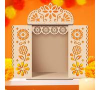 DoubleFill 1 Pcs Day of the Dead Ofrenda Altar Wooden Box,Classic Style | Dia De Los Muertos Shrine Decor, Memorial Picture Frame for Loved Ones, Laser Cut Floral Design, Altar Ofrenda Supplies
