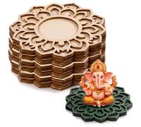 DoubleFill 10 Pcs Diwali DIY Painting Tea Light Holders Crafts Wooden Tealight Candle Holders Tealight Holder Decorations Pooja Home Gift for Diwali Temple Puja Indian Party Supplies (Mandala)