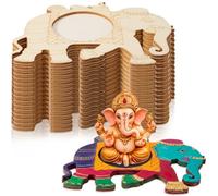 DoubleFill 10 Pcs Diwali DIY Painting Tea Light Holders Crafts Wooden Tealight Candle Holders Tealight Holder Decorations Pooja Home Gift for Diwali Temple Puja Indian Party Supplies(Elephant)