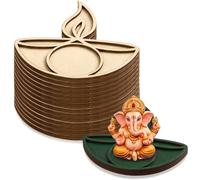 DoubleFill 10 Pcs Diwali DIY Painting Tea Light Holders Crafts Wooden Tealight Candle Holders Tealight Holder Decorations Pooja Home Gift for Diwali Temple Puja Indian Party Supplies(Oil Lamp)