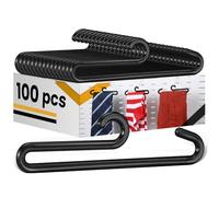 DoubleFill 100pcs Plastic Sock Hanger with Curved Bar 3.9" Display Hooks Hangers Retail Sock Hanger Black for Boutiques Shops and Vendor Shows