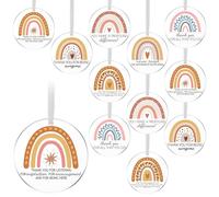 DoubleFill 12 Pcs Thank You Gift Teacher Ornaments Appreciation Gift for Women Hanging Acrylic Ornaments Rainbow Hanging Plaque Farewell Keepsake for Classroom Coworker Employee Friend, Acrylic