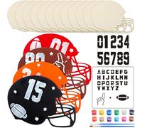 DoubleFill 12pcs Wood Football Crafts Paint Wood Football Hockey Helmet Crafts Kits for Kids Wooden Craft Kit 7.9 x 5.9 x 0.1 Inches for Painting DIY Door Hanging Sports Theme Party Decor