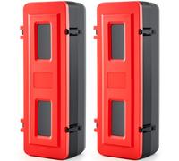 DoubleFill 2 Pcs 10 lb Fire Extinguisher Cabinet Box with Internal Rope Fastening and External Latch Sturdy Plastic Holder Case Vandal-Resistant Weatherproof Protect Indoor Outdoor (33 x 12 x 10 in)