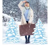 DoubleFill 2 Pcs 4 Feet Winter Wonderland Decorations Snowy Tree Cardboard Cutout Stand up Large Winter Tree Photo Props Party Back Drops for Home Xmas Party Outdoor Decor