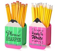 DoubleFill 2 Pcs Pencil Shaped Holder Wooden Sharp and Dull Pencil Dispenser Pencil Storage Organizer for Student Teacher Classroom Organization Back to School Classroom Office Management
