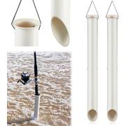 DoubleFill 2 Pcs Tubular Sand Spikes for Surf Fishing PVC Surf Shore and Beach Fishing Rod Holder Sand Spike for Beaches, Rivers and Sandy Beaches (22 Inch)