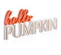 DoubleFill 2 Pcs Wooden Fall Thanksgiving Decorations for Table Home Pumpkin Blocks Decorative Autumn Sign with Hello Pumpkin Lettered Centerpieces for Harvest Halloween Decorations