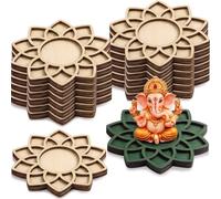 DoubleFill 20 Pcs Diwali DIY Painting Tea Light Holders Crafts Wooden Tealight Candle Holders Tealight Holder Decorations Pooja Home Gift for Diwali Temple Puja Indian Party Supplies(Mandala Design)