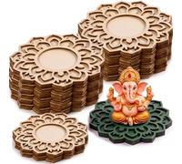 DoubleFill 20 Pcs Diwali DIY Painting Tea Light Holders Crafts Wooden Tealight Candle Holders Tealight Holder Decorations Pooja Home Gift for Diwali Temple Puja Indian Party Supplies (Mandala)