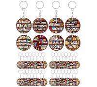 DoubleFill 24 Pcs Book Club Gifts Book Lovers Acrylic Keychains for Book Lovers Librarian Bookish Group Club Gifts, Brown, 1.6 inch / 4 cm