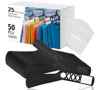 DoubleFill 25 Pcs Large Garment Rack Divider and 50 Pcs White Blank Cards, 18 Inch Closet Dividers for Hanging Clothes, Plastic Clothing Rack Tag Dividers for Clothes Organization