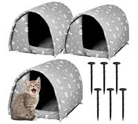 DoubleFill 3 Pcs Cat Houses for Outdoor Cats Winter Weatherproof Insulated Stray Feral Cat Dog House Outdoor Pet Shelter Waterproof Pet Cave Wild Animal(Paw,21.26 x 16.54 x 14.17 Inch)