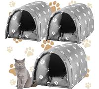 DoubleFill 3 Pcs Cat Houses for Outdoor Cats Winter Weatherproof Insulated Stray Feral Cat Dog House Outdoor Pet Shelter Waterproof Pet Cave Wild Animal(Bone,16.5 x 12 x 11 Inches)