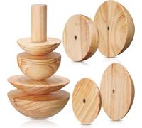 Doublefill 4 Pack Pottery Molds 4.5'' 6.5'' Thickness 2.5'' Plaster Molds Wood Pottery Tools with Handle for Ceramic Top Forms DIY Bowls Plate Dish Slump Press Art Making