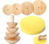 DoubleFill 4 Pack Pottery Molds Plaster Molds Wood Pottery Tools with Handle Foam for Ceramic Top Forms DIY Bowls Plate Dish Slump Press Art, Hemispherical, 5.5'' 6.5'' 7.5'' 8.5'', Thickness 2.5''