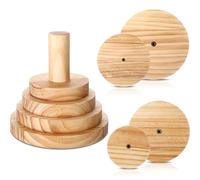 Doublefill 4 Pack Pottery Molds Plaster Molds Wood Pottery Tools with Handle for Ceramic Top Forms DIY Bowls Plate Dish Slump Press Art Making(Round,4.5'' 5.5'' 6.5'' 7.5'' Thickness 1'')