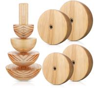 Doublefill 4 Pack Pottery Molds Plaster Molds Wood Pottery Tools with Handle for Ceramic Top Forms DIY Bowls Plate Dish Slump Press Art Making(Hemispherical,3.5'' 4.5'' 5.5'' 6.5'' Thickness 2.5'')