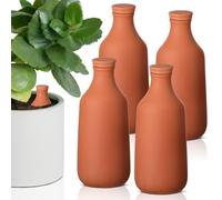 DoubleFill 4 Pcs 24oz Ollas Terracotta Watering Pots Self Watering Planter Insert Terracotta Globes Clay for Outdoor Indoor Garden Plants, Easy to Refill