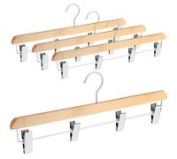 DoubleFill 4 Pcs Kilt Hanger 20 Inches Wooden Duty Skirt Hangers with 4 Clips for Closet (Wooden Color)