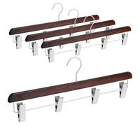 DoubleFill 4 Pcs Kilt Hanger 20 Inches Wooden Hangers with 4 Clips | Wood Build, Chrome Clips for Skirts Pants Shorts, 360 Swivel Hook, Closet Space Saving Hangers, Non Slip Grip