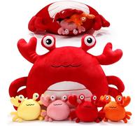 DoubleFill 5 Pack Large 14 Inch Crab Plush Toys, Large Crab Plush Pillow with 4 Plush Stuffed Toys, Birthday Gifts for Girls Boys Under the Sea and Ocean