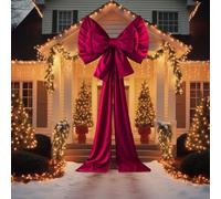DoubleFill 5 x 10 ft Giant Christmas Bow Decoration Oversize Wine Red Christmas Bow for Backdrop Giant Red Theme Room Wall Decor Big Xmas Tree Wreath Indoor Home Door Decoration Outdoor Store Building