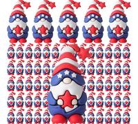DoubleFill 50 Pcs 4th of July Mini Patriotic Gnomes Figurines Small Gnomes Figures Tiny Miniatures Statue Decor America Independence Day Veterans Memorial Day Gifts Bulk Home Office Decorations