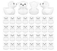 DoubleFill 50 Pcs Bear Duck Figurine White Mini Resin Ducks Polar Bear Patterns Tiny Animals Figurines Miniature Duckies Resin Duckling Sculpture Ornament for Home Office Desk Bathroom Kitchen