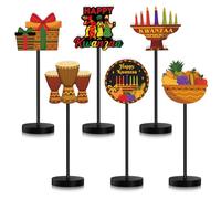 DoubleFill 6 Pcs Kwanzaa Table Decor Happy Kwanzaa Decoration for Table Centerpieces Wooden Standing Signs Tabletop Decor for Home Office Room Desk Party Supplies