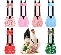 DoubleFill 6 Pcs Washable Chicken Diapers Reusable Pet Diaper with Bow Tie for Pet Ducks Hens Goose Clothes Poultry Nappies Waterproof Adjustable for Hen Rooster Chicken(Cute,S)