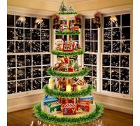 DoubleFill 6 Tier 72 Inch Christmas Tree Village Stand Bookshelf Display Supplies Large Xmas Ornament Display Tree Stand
