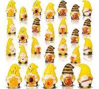 DoubleFill 60 Pcs Mini Bee Gnome Figurines Resin Bee Gnomes 5 Styles Spring Figures Honeybee Festival Party Favors and Gifts for Mom Grandma Women Spring Home Table Landscape Decor