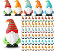 DoubleFill 60 Pcs Mini Gnomes Figurines Bulk Miniature Gnome Figurines Tiny Fairy Gifts Statues Garden Accessories for Landscape Hide Outdoor Patio Yard Decor(Assorted Colors)
