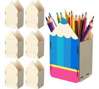 DoubleFill Back to School DIY Craft Boxes for Kids Wooden Pencil Candy Holders Welcome Back to School Party Thanks Teacher Gift Party Favors Pencil Goodie Treat Bags for Classroom Gift Exchange